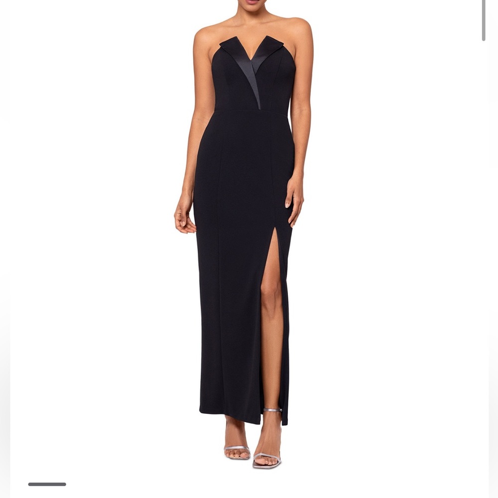 Betsy & Adam Strapless Tuxedo Dress